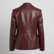 Deep Burgundy Leather Blazer for Women Stylish Look