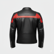 Black & Red Leather Biker Jacket Sport Racing Style