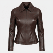 Womens Brown Leather Aviator Jacket Timeless Vintage Appeal
