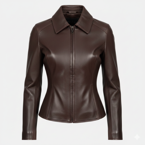 Womens Brown Leather Aviator Jacket Timeless Vintage Appeal