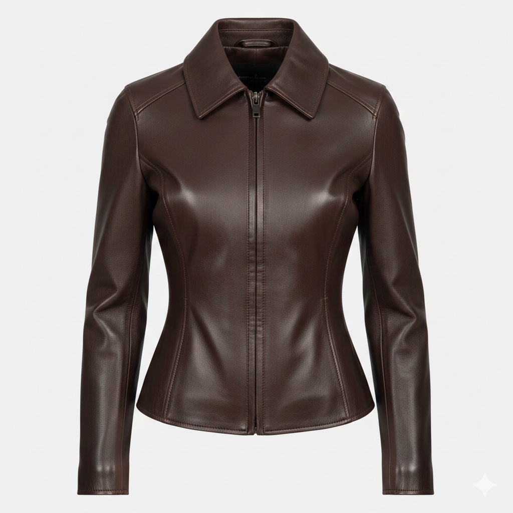 Womens Brown Leather Aviator Jacket Timeless Vintage Appeal