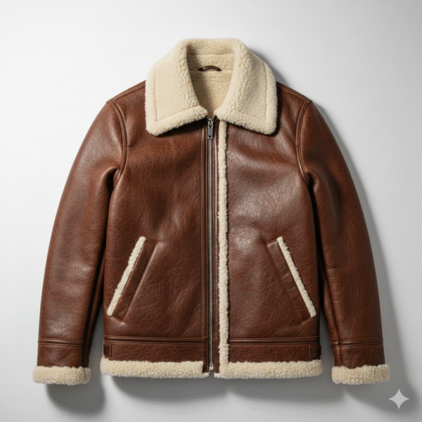 Men's Brown Shearling B-3 Aviator Leather Jacket