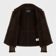 Dark Brown Shearling Leather Jacket for Women Classic Style