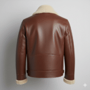 Stylish Brown Leather Shearling Fur Bomber Jacket
