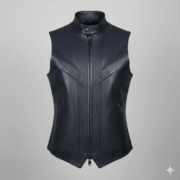 Midnight Blue Men’s Leather Vest in Modern Tapered Style