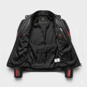 Black & Red Leather Biker Jacket Sport Racing Style