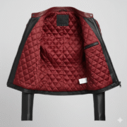 Black Red Women Leather Racer Biker Jacket Bold Sporty Look