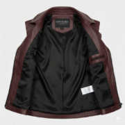 Burgundy Leather Vest for Women Cropped Slim Tailored Fit