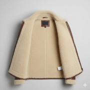 Stylish Brown Leather Shearling Fur Bomber Jacket