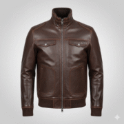 Premium Men's Brown Leather Aviator Jacket