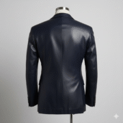 Midnight Blue Leather Men's Blazer Jacket Premium Fashion Wear
