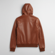 Brown Leather Hoodie Jacket Modern for Men Trendy Outerwear