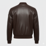 Men’s Dark Brown Leather Bomber Jacket – Stylish & Durable