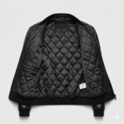 Men’s Premium Black Leather Bomber Jacket Stylish and Elegant