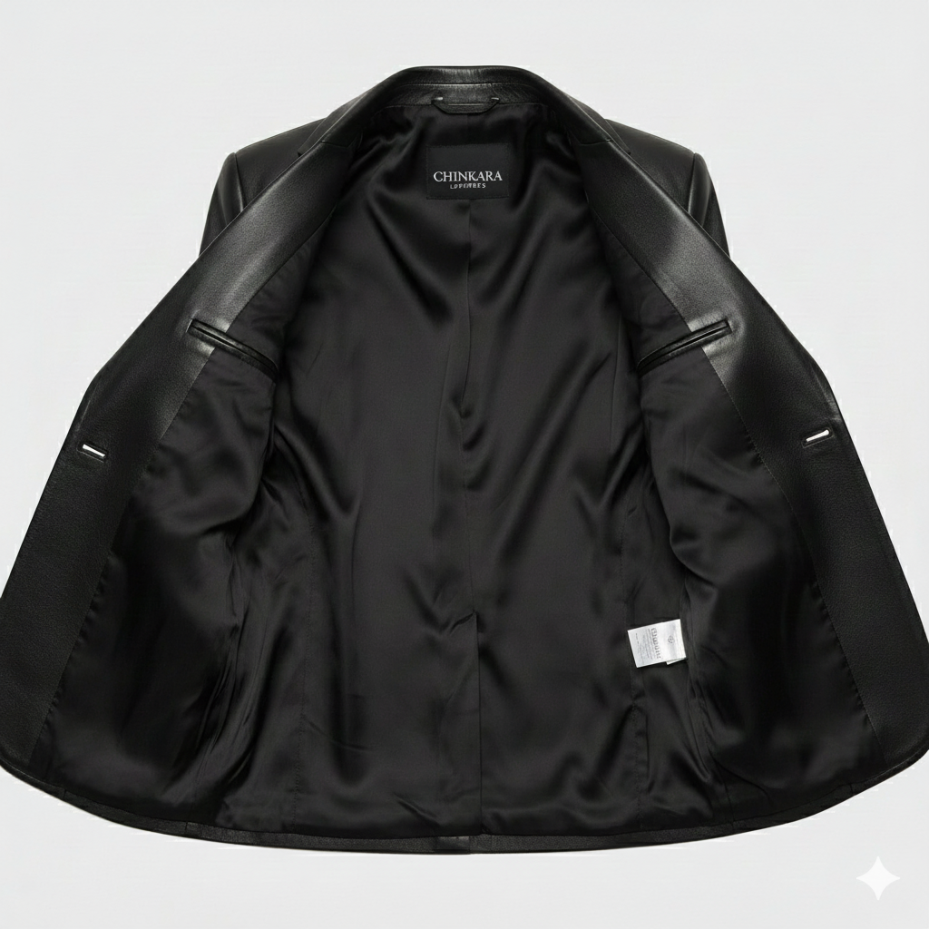 Hollywood Style Black Leather Blazer for Women