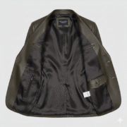 Dark Olive Leather Men's Blazer Jacket Coat