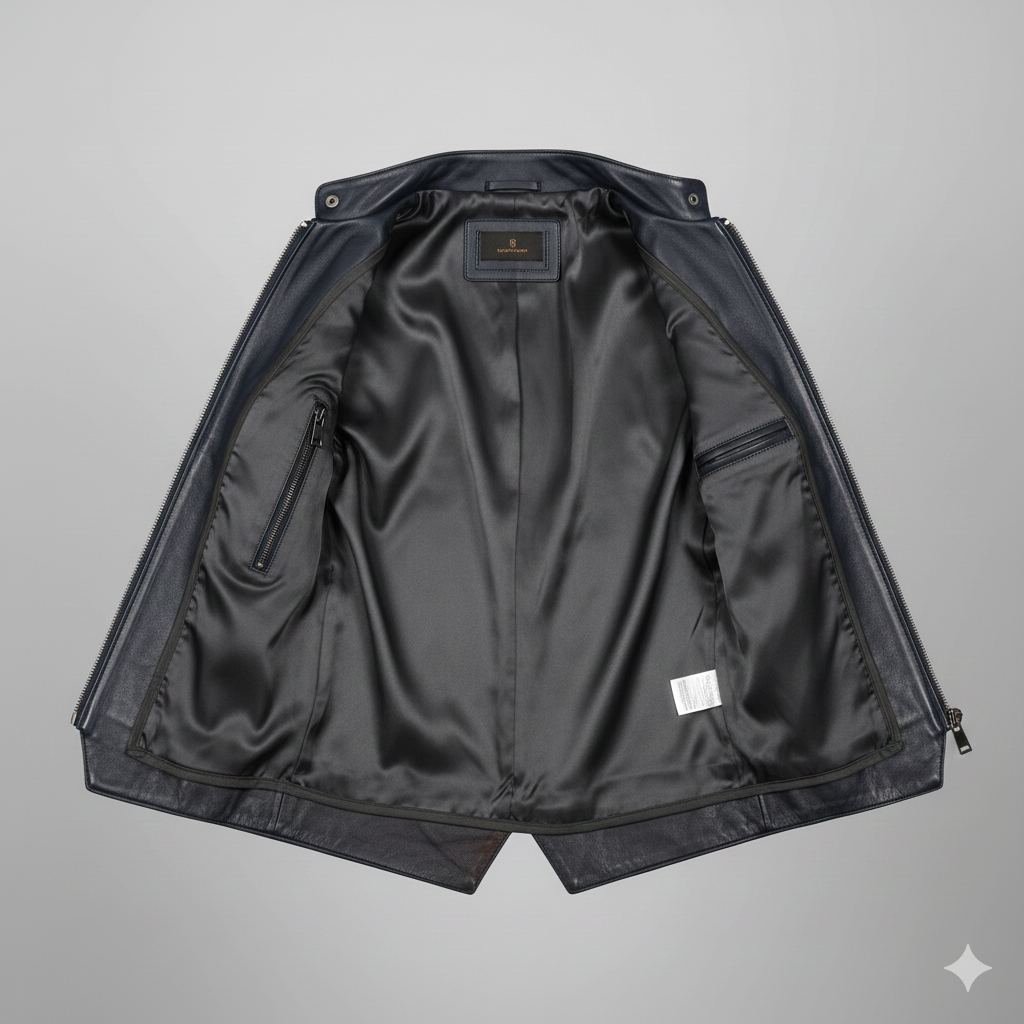 Midnight Blue Men’s Leather Vest in Modern Tapered Style