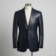 Midnight Blue Leather Men's Blazer Jacket Premium Fashion Wear