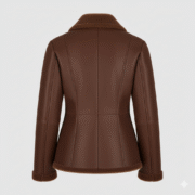 Women's Mocha Shearling Jacket Premium Panel Cut Design