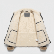 Grey Leather Fur Shearling Men's Bomber Jacket