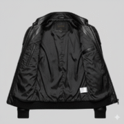 Black Dotted Leather Aviator Jacket for Men