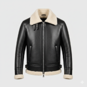 Black Shearling Leather Jacket, B3 Aviator with YKK Hardware