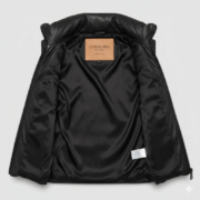 Black Leather Puffer Vest for Women Warm Sleeveless Design