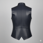 Midnight Blue Men’s Leather Vest in Modern Tapered Style