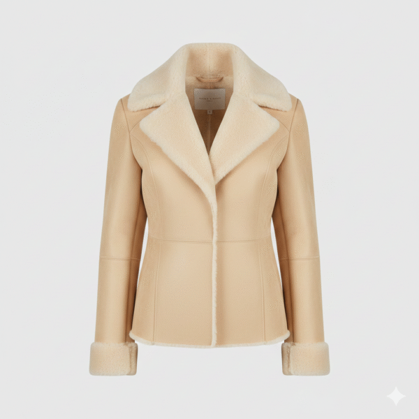 Women's Cream Shearling Jacket Clean Minimal Winter Style