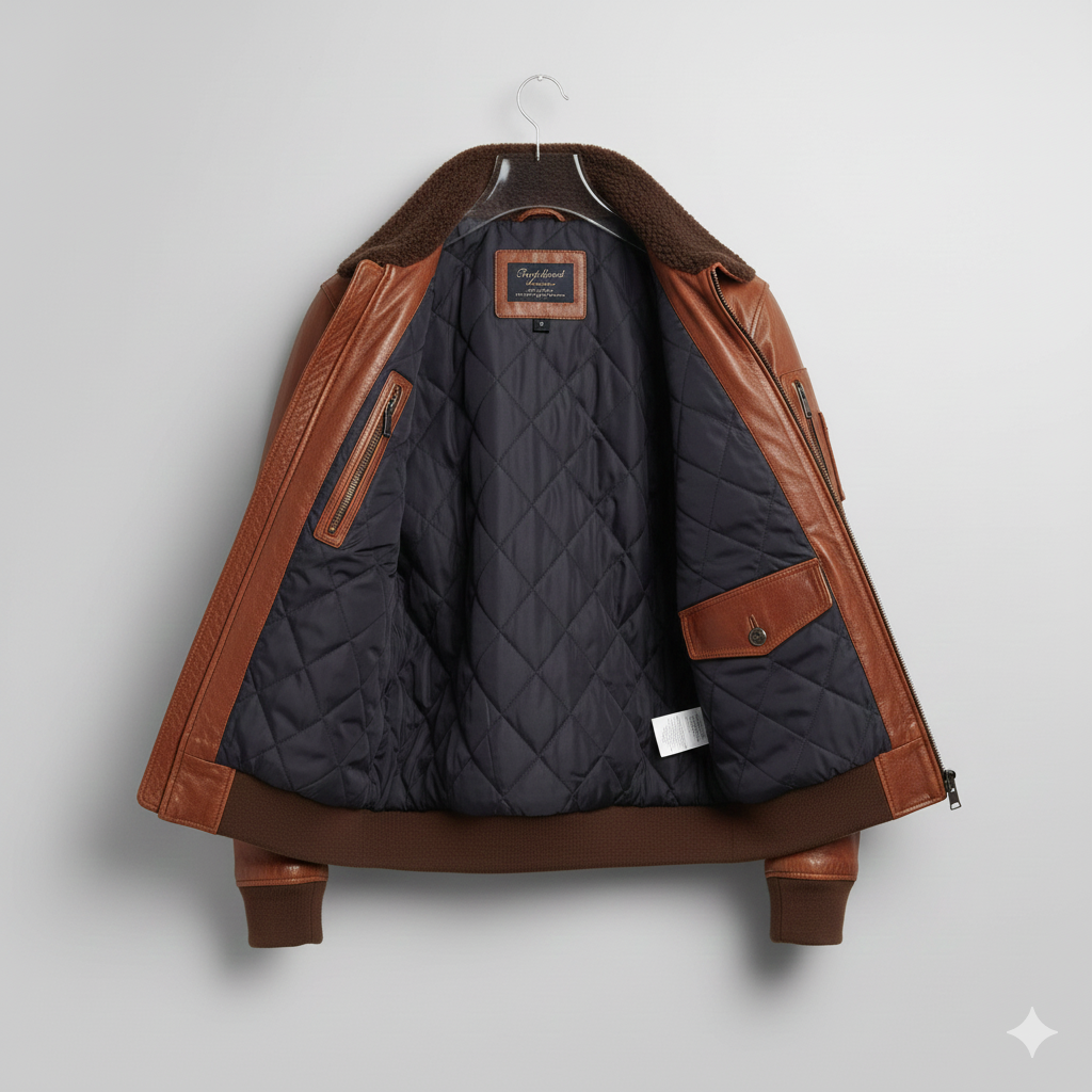 Men's Premium Brown Leather Aviator Bomber Jacket