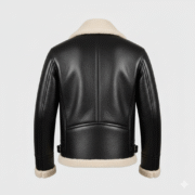 Black Shearling Leather Jacket, B3 Aviator with YKK Hardware