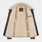 Dark Brown Shearling Fur Leather Jacket for Women