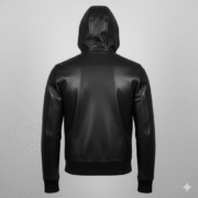 Black Leather Hoodie Jacket for Men Trendy Casual Wear