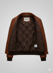 Robert Pattinson Brown Leather Bomber Jacket Chinkara Leathers