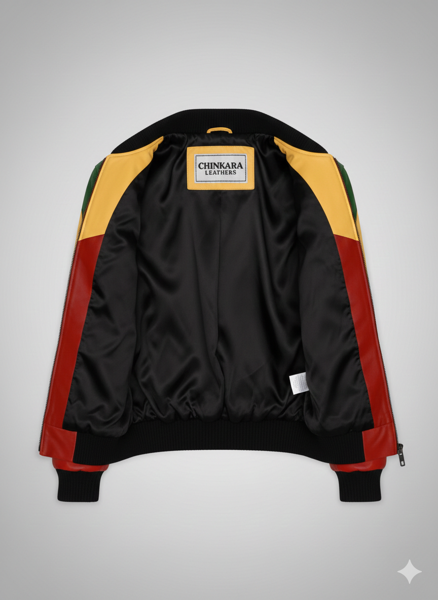 Bob Marley Leather Jacket Men’s Rasta Color Genuine Lambskin