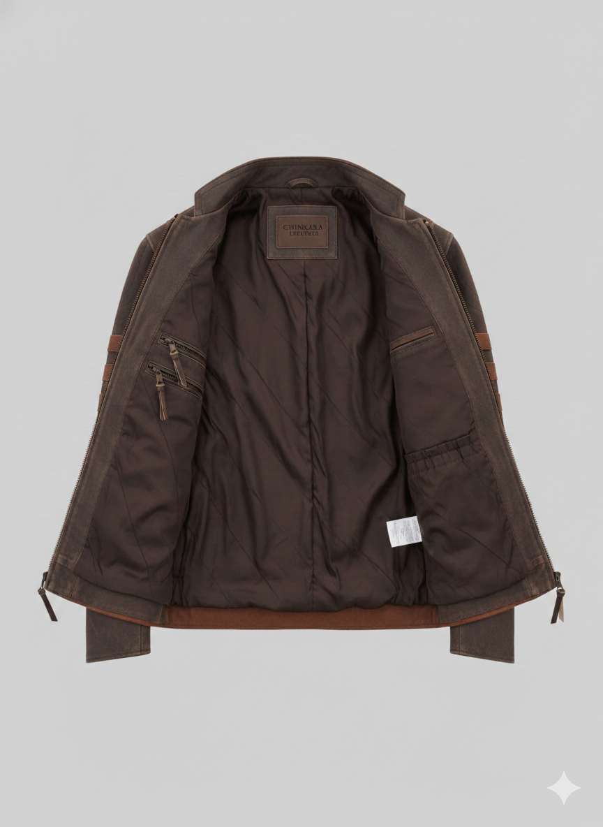 X-Men Wolverine Origins Vintage Brown Leather Biker Jacket