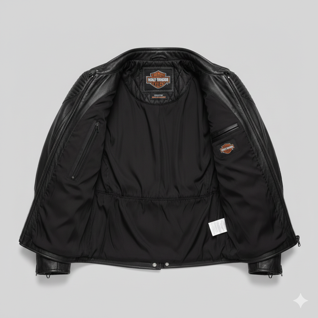 Harley Davidson Black Leather Biker Jacket for Men