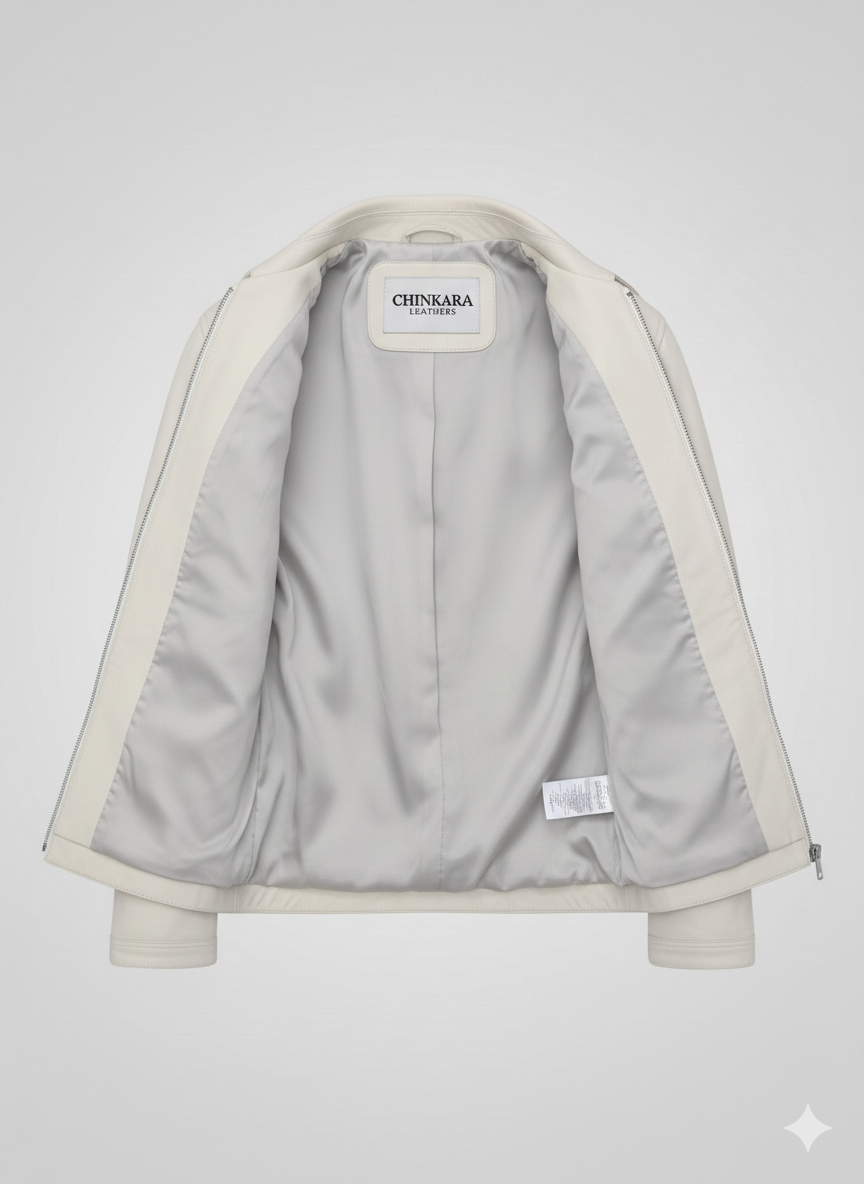 Fast X Jason Statham Cream Leather Jacket Premium Biker Style