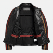 Harley Davidson Retro Racer Leather Jacket for Men with Stripes