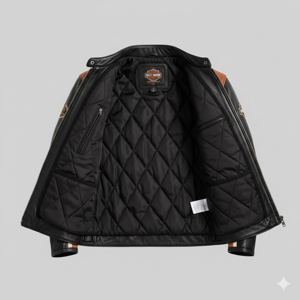 Harley Davidson Vintage Leather Biker Jacket for Men Riding Gear