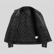 Harley Davidson Black Cafe Racer Leather Jacket for Men