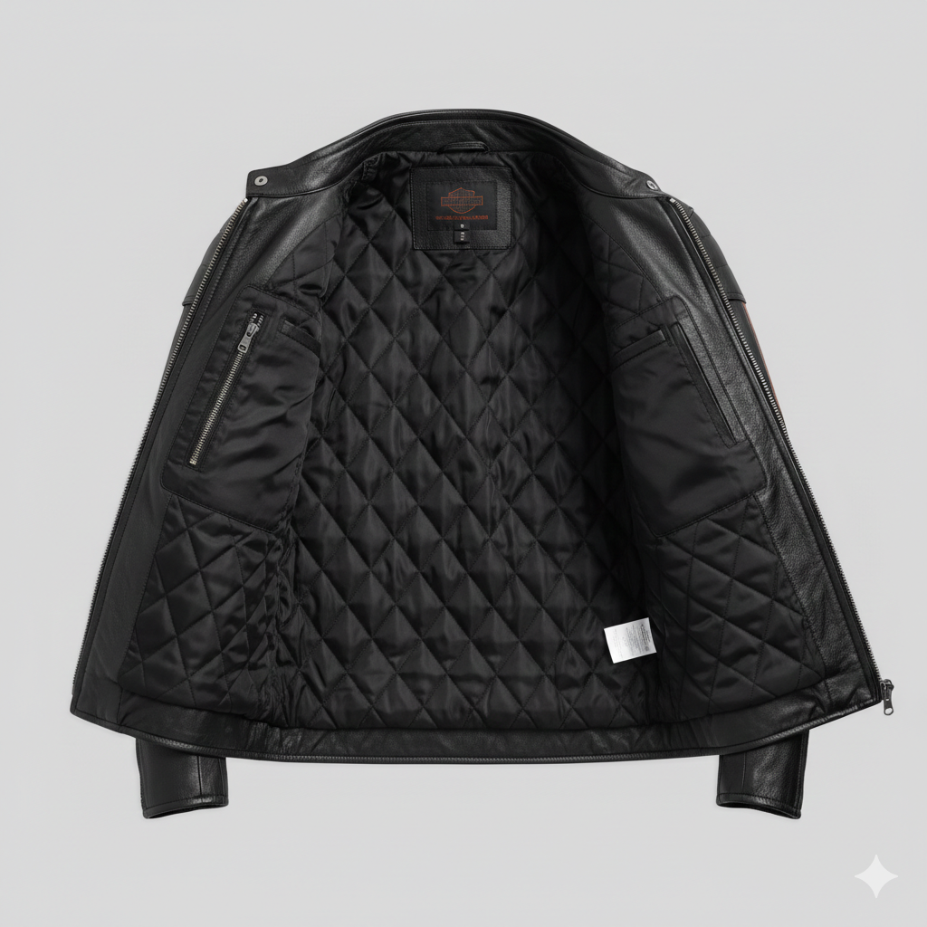 Harley Davidson Black Cafe Racer Leather Jacket for Men