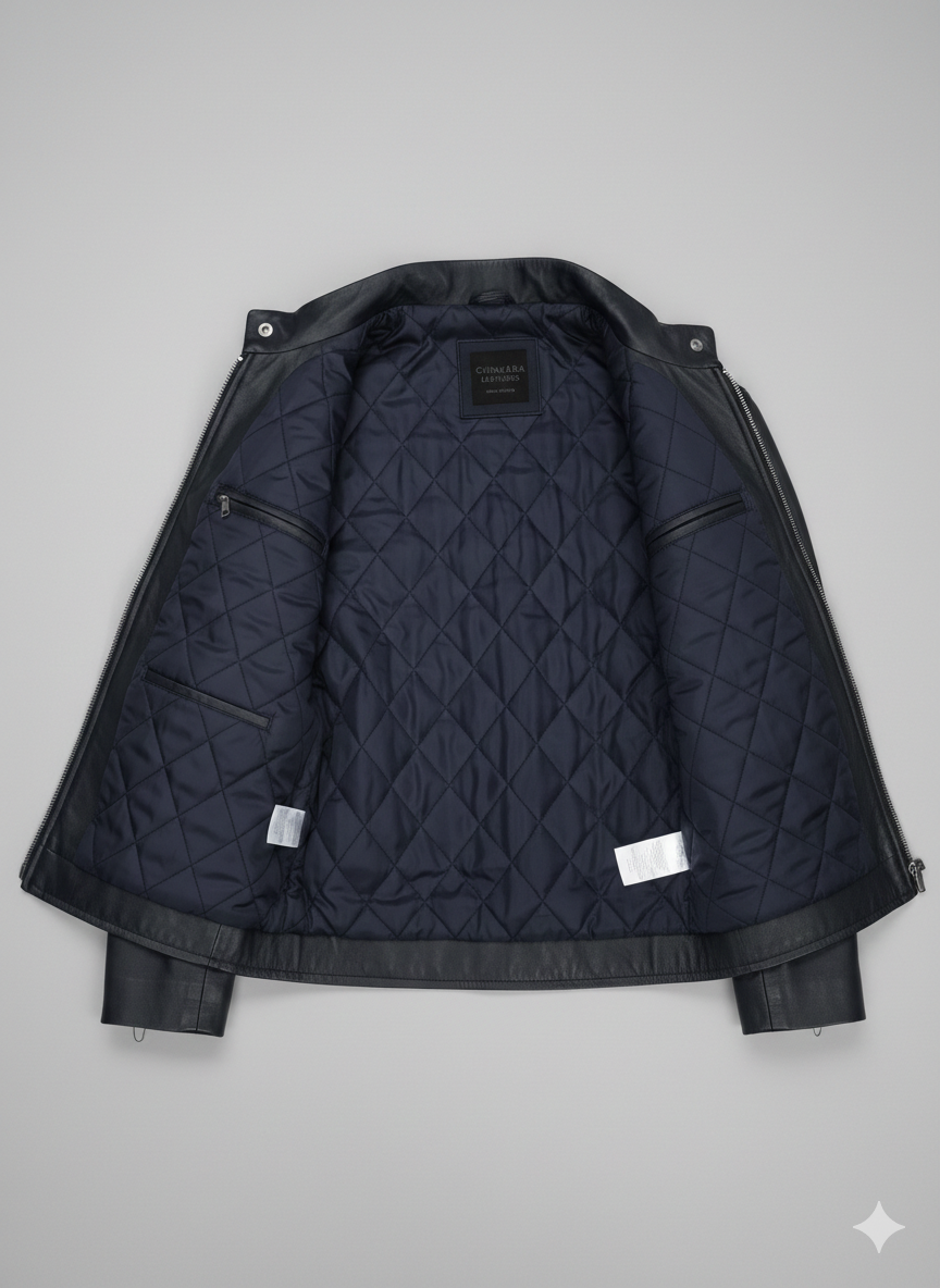 Navy Blue Leather Jacket Men Mission Impossible Fallout Style