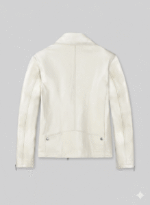 Nick Jonas White Leather Biker Jacket by Chinkara Leathers