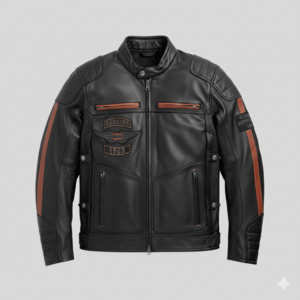 Harley Davidson Black Cafe Racer Leather Jacket for Men