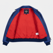 Avirex Blue White Leather Bomber Jacket Premium Casual Outfit