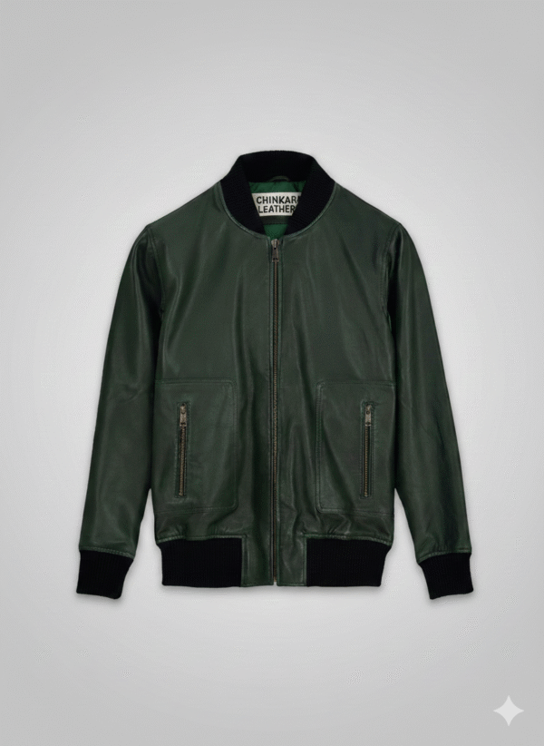 Bradley Cooper Green Leather Jacket Men's Lambskin Bomber
