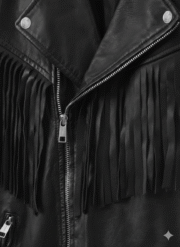 Fringe Leather Biker Jacket for Men with Premium Black Hide