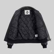 Avirex Black Leather Varsity Jacket Trapstar London Edition Style