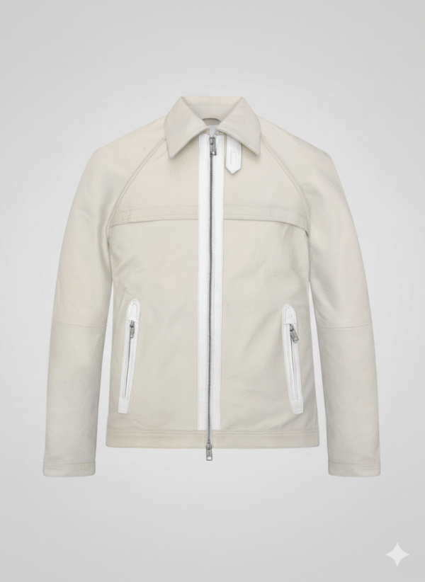 Fast X Jason Statham Cream Leather Jacket Premium Biker Style